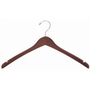 Walnut & Chrome Contoured Coat/Top Hanger