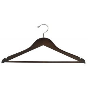 Walnut & Chrome Flat Petite Size Suit Hanger