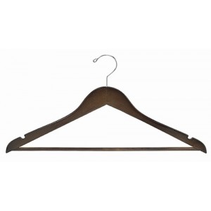 Walnut & Chrome Flat Suit Hanger w/Bar