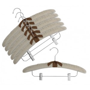17" Linen Padded Hanger w/Chrome Hook & Clips